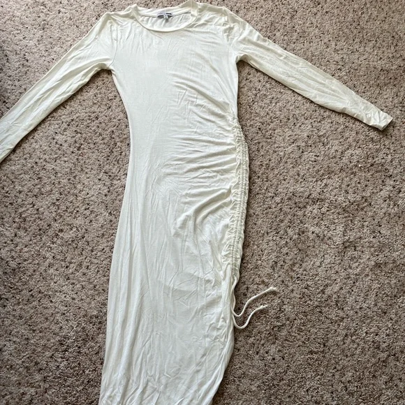 Fashion Nova | Dresses | Fashion Nova White Pearly Maxi Slit Dress Size  Small Very Stretchy | Poshmark